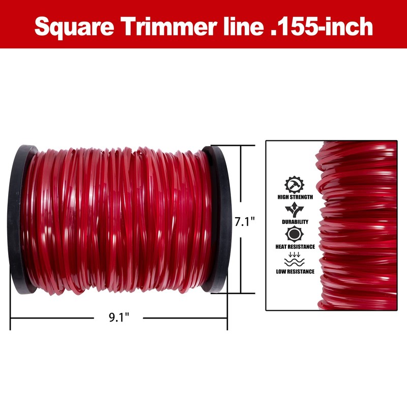Cluparis 5-Pound Heavy Duty Square Trimmer Line .155-inch-by-492-ft Commercial String