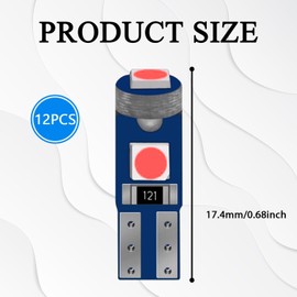 TOBEBONE T5 74 2721 LED Bulbs, 73 37 Dash Light Bulbs, Bright Canbus Error Free 12V Bulbs Replacement for Car Interior Dome Map Gauge Cluster Dashboard Lamp Instrument Panel Indicator Lights (Red)