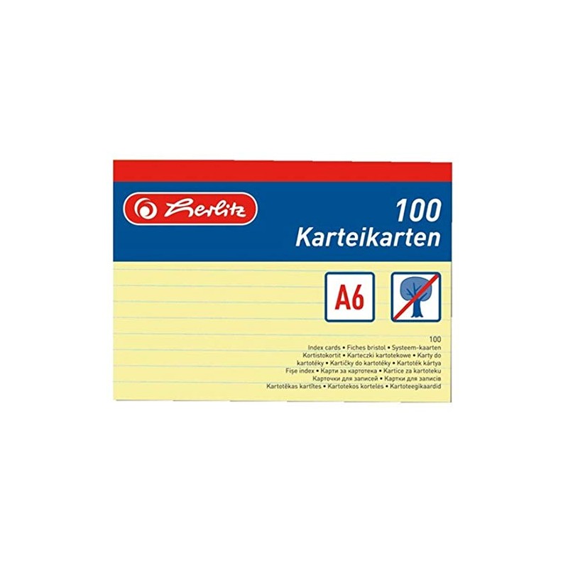 Herlitz Index Cards A4/A5/A6/A7/A8 Pack of 100
