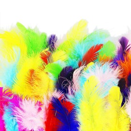 100 Pcs Goose Feathers, Feathers for Crafts, Colorful Feathers, Craft Feathers, Striking Feathers, for DIY Decorations, Hat, Costume,60 mm in Size (Multicolor)