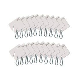 Lucky Line Square Slotted Cabinet Key Tag with Hook & Printed Number Sequence 1-20, White, 20 Pack (2592001)