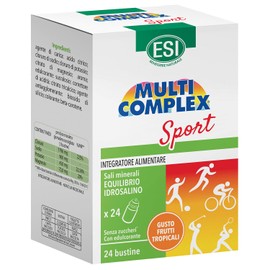 ESI, Multicomplex Sport, Integratore Alimentare di Sali Minerali per Sportivi con Potassio, Magnesio e Sodio, Contrasta l'Affaticamento e Restituisce Energia, Senza Zuccheri, 24 Bustine