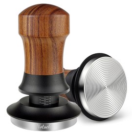NOTSEK Tamper 54 mm, Espresso Tamper with Ripple Base, Walnut Coffee Tamper for Portafilter 54 mm, Barista Accessories