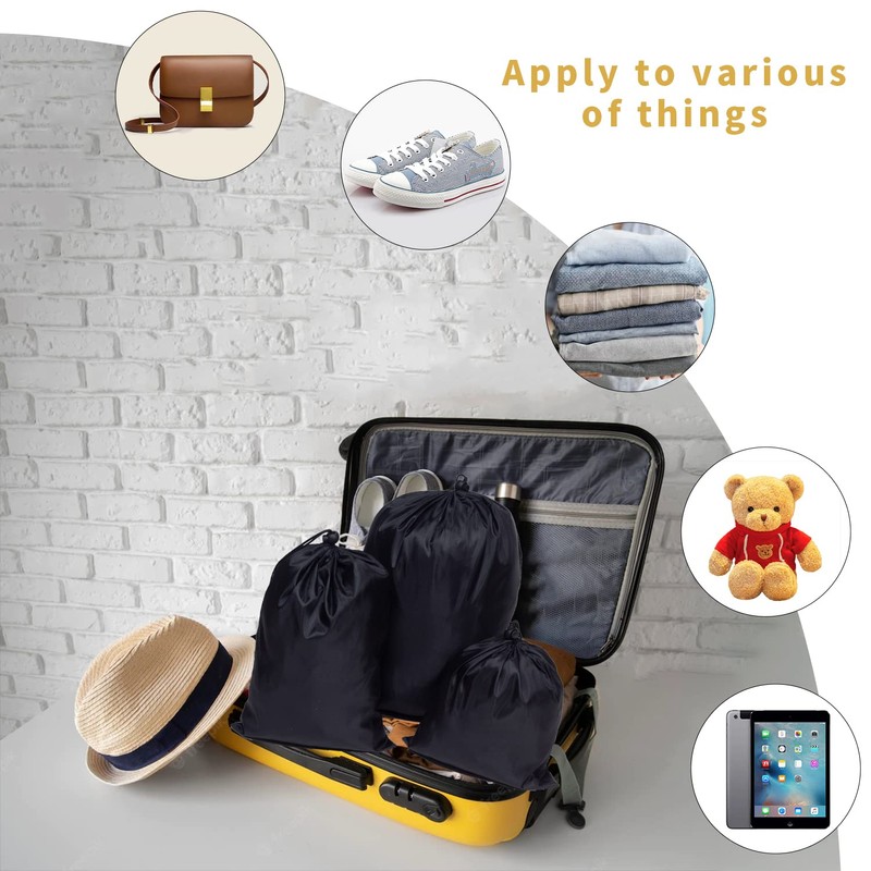 Drawstring Bag String Bag - 15Packs 3Sizes Nylon Cinch Ditty