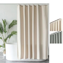 Linen-style fabric shower curtain bathroom space separation 180x200cm 180x200cm/Beige