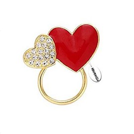 NOUMANDA Crystals Charm Heart-shaped Eyeglasses Holder &Brooch Pin (gold)