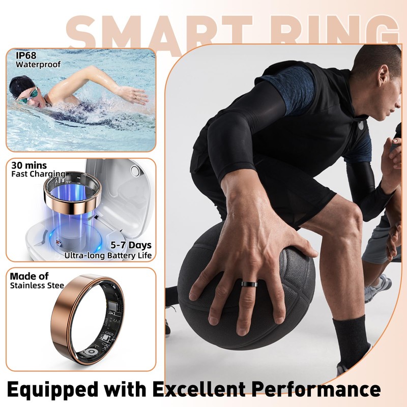 SARUNN ER Smart Ring with Sleep Monitoring, Step Counting, Heart