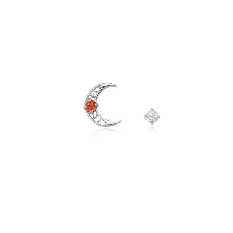 [Custom Made] Aquarius Dear Moon Garnet Unbalanced Constellation Earrings OTE120611B