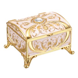 Hipiwe Metal Vintage Jewelry Storage Box Decorative Treasure Organizer