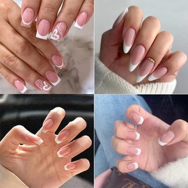 6 Sheets French Manicure Nail Art Stickers 3D Self -Adhesive French Tip V-Shaped Stencils Edge Auxiliary Nail Sticker Decals Nail Stencils for Designer Nail Decoration Nail Guides for DIY Nail Tools