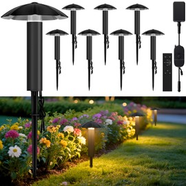 ALYFC Low Voltage Landscape Lighting Kit: 8 Pack 24V Pathway Lights with Remote - Dimmable 3000K Wired Path Lights - Waterproof Garden Landscape Light Outdoor with Multiple Modes for Walkway, Yard