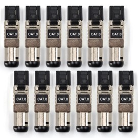 Itvexeme RJ45 Connectors Tool Free Cat8, Cat8 Field Termination Plug Shielded Modular Plugs for 2000MHz 2GHz 40G, 22AWG-24AWG (CAT8-12Pack)