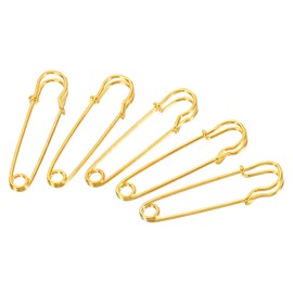 MECCANIXITY Safety Pins 1.5 Inch Large Metal Sewing Pins for Blankets Skirts Crafts Brooch Making Gold Tone 50Pcs