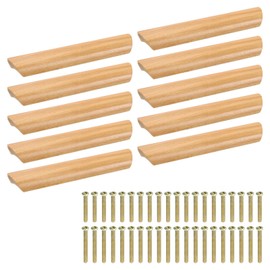 sourcing map 20Pcs Wood Drawer Pulls Handles, 160mm/6.3" Hole Spacing Beech Wood Cabinets Drawer Knobs Pull Handles for Kitchen Cabinets Dresser Furniture, Wood Color