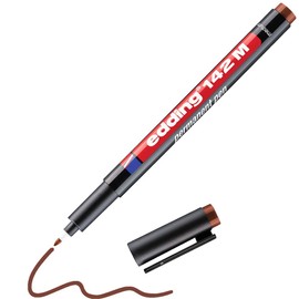edding 142 M permanent pen - brown - 1 pen - round nib 1 mm - pen for writing on glass, plastic, foils and smooth surfaces - permanent, quick-drying, smudge-proof and waterproof