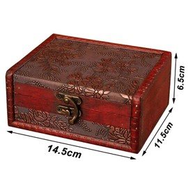 Zasvec Treasure Chest Small 1 Piece Treasure Chest Small Wooden Chest with Lid Wooden Box Vintage Wooden Treasure Chest with Lock Vintage Wood Treasure Chest for Card Collection Gifts Home Decor