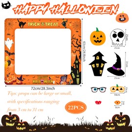 POPOYU Halloween Party Photo Booth,Inflatable Halloween Photo Booth Selfie Frame with 22Pcs Photo Booth Props,Halloween Blow Up Party Props for Kids Adults Halloween Party Games Accessories Decoration