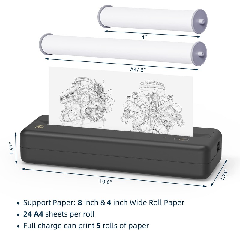 HPRT Wireless Portable Printer - Bluetooth Thermal Printer for Travel,