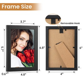 LBECUA LBECUA 4x6 Picture Frame Set of 2, Wooden Picture Frames with HD Plexiglass Display Photo 4x6, Horizontal and Vertical for Wall and Tabletop, Black