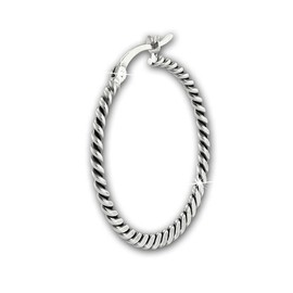 SilberDream SDO67292 Creole Earrings 925 Real Silver Cable Knit Women's Jewellery, Sterling Silver