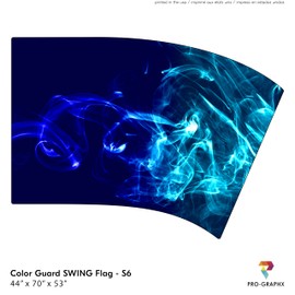 Pro-Graphx Color Guard Flag For Marching Band Color Guard, Curved Rectangle Indoor Winter Competition, Colorguard Performance SWING FLAG PGFS6 - Colored Smoke Blue
