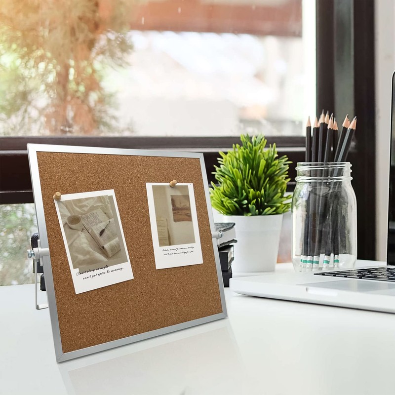 SELECTOP Desktop Cork Board, Double Sided Bulletin Board Message Board