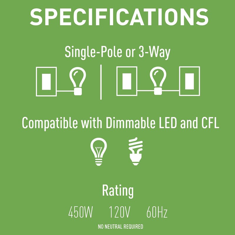 Legrand - Pass & Seymour Wide Slide Series CFL/LED/Incandescent Single