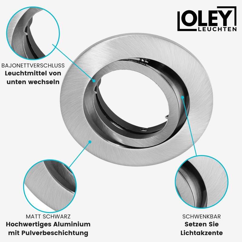 Oley Leuchten Lux Frame LED Recessed Spotlight Frame GU10 Recessed