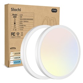2PACK LED Flush Mount Ceiling Light, Dimmable & 100W Equivalent Super Slim LED Ceiling Light, 3000K-6500K Selectable, 12W 1500Lm Round Light Fixture for Bedroom, Bathroom, Closet, Hallway