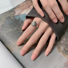 IMINI Retro Turtle Adjustable Vintage Statement Ring Ocean Sea Animal Stacking Open Finger Bands Eternity Friendship Rings Cute Pet Jewelry Gifts for Women Girls Men Birthday