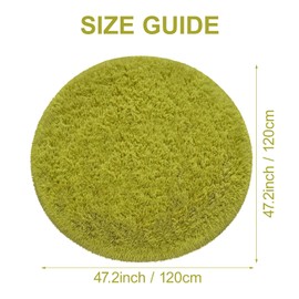 Fixseed 4 Ft Green Fluffy Round Rug for Bedroom Circle Rugs for Kids Room Soft Floor Mat Modern Area Rug Shag Fuzzy Plush Soft Carpets for Living Room Nursery Dorm Teen Girls Boys Princess Room Decor