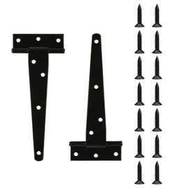 2 Pack 8 Inch T Strap Hinges, Shed Door Gate Hinges, Heavy Duty Black Outdoor Tee Hinge for Wooden Fences, Barn Door Gates Hinge for Shed Door Hardware (2, 8 Inch)