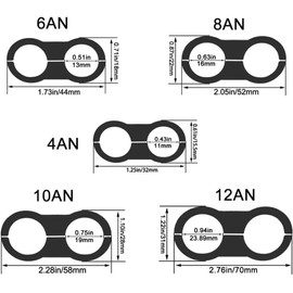 4AN Black Aluminum Hose Clamp Separator - Fuel, Oil, Brake, Water & Gas Line Adapter, 6Pcs/Pack