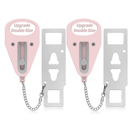 Portable Door Lock for Home Hotel Safety, Door Latch Security Lock for Additional Privacy and Safety in Hotel, Apartment,and College Prevent Unauthorized Enty, Pink 2 Pieces