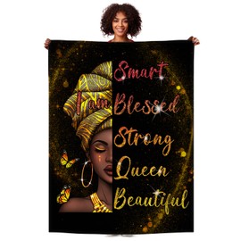 JZO African American Blanket for Women Black Girl Magic Throw Blanket Soft Cozy Fleece Blanket for Bed Chair Car Sofa Couch Bedroom 50"X40"