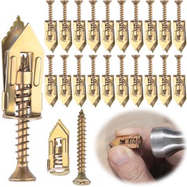 Mxxipp 20pcs Self-Drilling Drywall Anchors with Screw, Zinc Plated Steel Drywall Anchors and Screws Kit, Heavy Duty No Drill Dry Wall Expansion Screw for Hanging Frames Wall Lamps Curtains- Gold