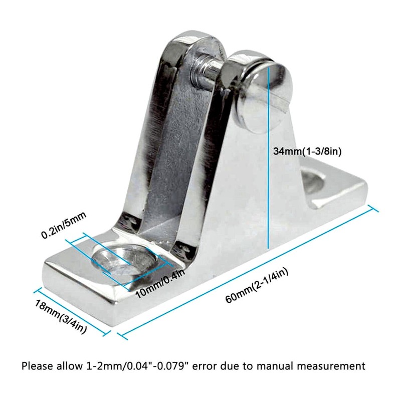 90°Stainless Steel 316 Deck Hinge Bimini Side Deck Mount Fitting
