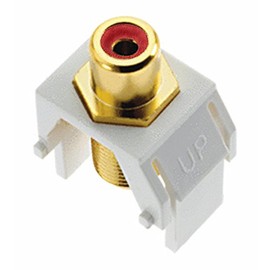 Legrand - OnQ Red RCA to F Connector, Standard RCA Front Jack Fits In All Keystone Wall Plates, F-Type Coaxial Rear Jack for Audio and Video, White, WP3462WH