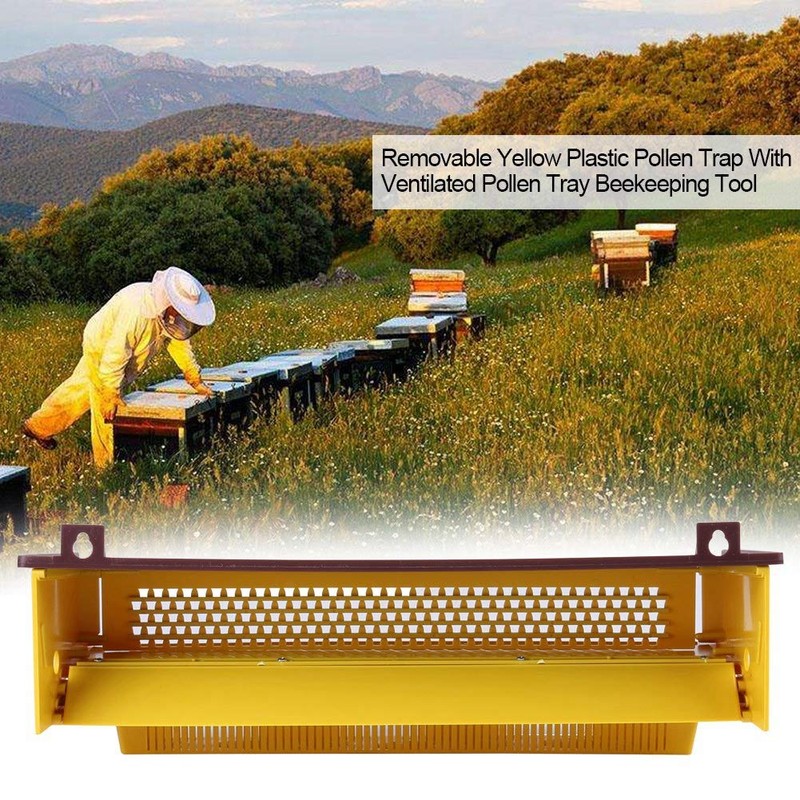 Detachable Yellow Plastic Pollen Trap, Ventilated Pollen Tray Beekeeping Tool,