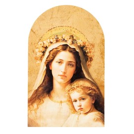 Christian Brands Madonna And Child Arched Wood Plaque, 5"" W x 8"" H - Pack of 1, Beige