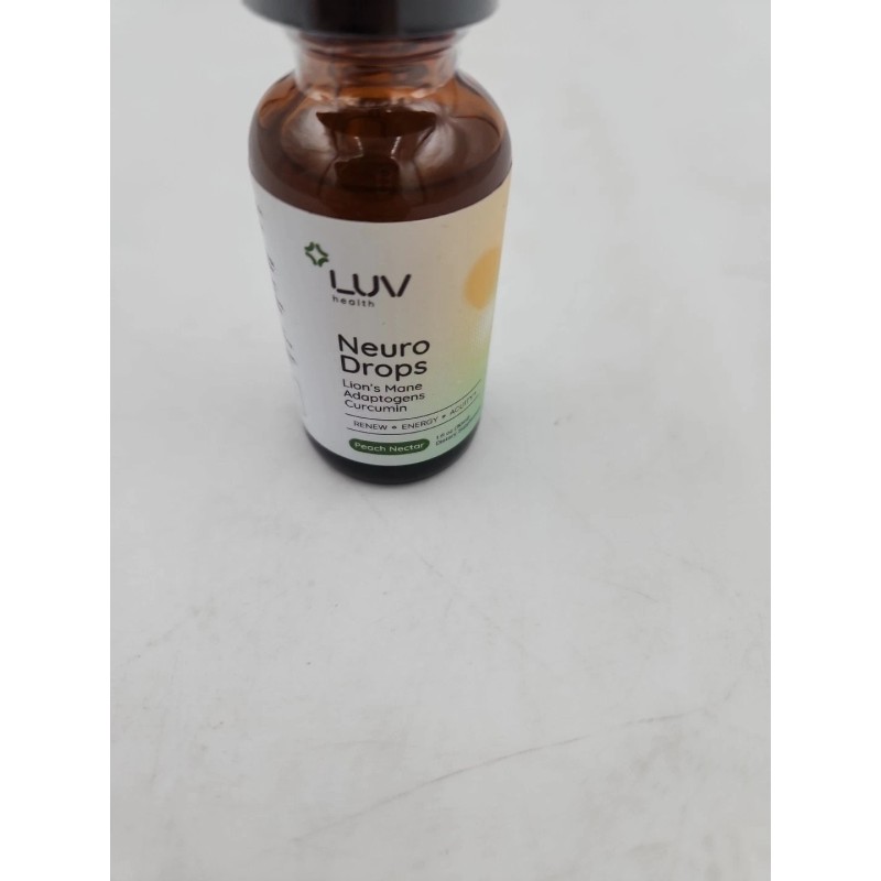 LUV Health NEURO DROPS Adaptogenic Curcumin PEACH NECTOR 1oz Exp
