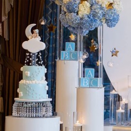 YALLOVE Acrylic Flower Stand, Set of 10 Clear Pedestal, 15.75 Inch Tall Vases for Wedding Event Party Props, Home Decor