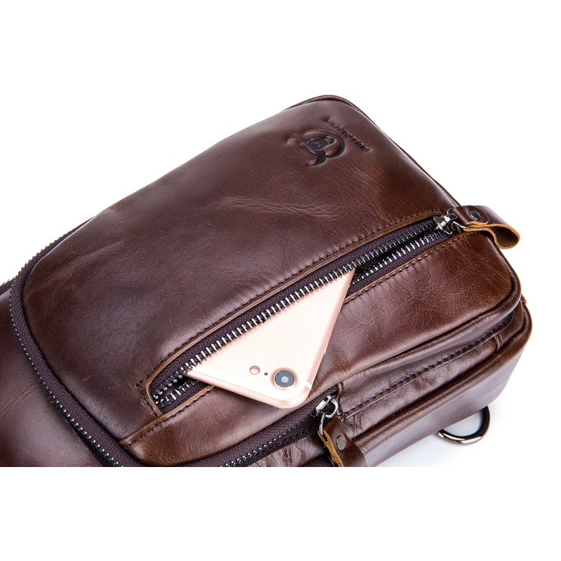 HARPIMER Chest Bag Leather Sling Backpack Shoulder Bag Men's Chest