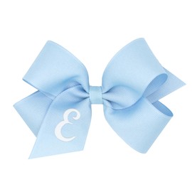 Wee Ones Girls' Initial It Monogram Hair Bows on a WeeStay No Slip Hair Clip, For All Ages and Hair Types, Blue Bow, Medium Size, Letter E