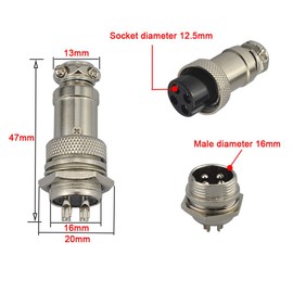 FULARR 6Pcs Premium GX16 Aviation Connector Plug Set, 5A 16MM Thread Male Female Metal Panel Aviation Wire Connector Kit, with Rubber Protector Cap and Phillips Screwdriver (4 Pin, 5 Pin, 6 Pin)