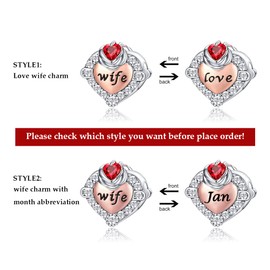 FOREVER QUEEN April Birthstone Charms for Bracelet 925 Sterling Silver Rose Gold Heart Love Wife Bead Charms Diamond Rose Flower Happy Birthday Charms for Necklace