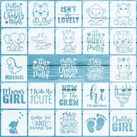 OOTSR Pack of 22 Baby Theme Stencils, Drawing Stencils Template for Baby Shower, Stencil Stencils for Painting for Onesies, Bibs, Shirts Decoration