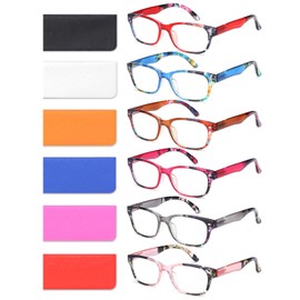 BLOEXCLU 6 Pack Reading Glasses for Women Men Blue Light Blocking Spring Hinge Computer Readers, Anti Eyestrain/Glare (6 Mixed C2, 1.5, Diopters)
