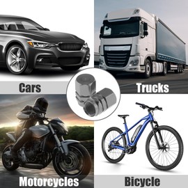 TCPENG® Dust Caps for Car Tyres, 4PCS Tire Valve Stem Caps, Universal Aluminum Tire Valve Cap, Dust Proof Valve Cover for Cars, SUVs, Bike and Bicycle, Trucks, Motorcycles(Gray)