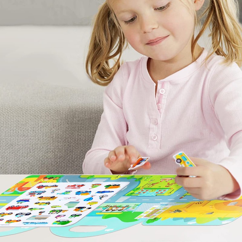 6 Sets Portable Jelly Quiet Busy Sticker Book, Vehicle &